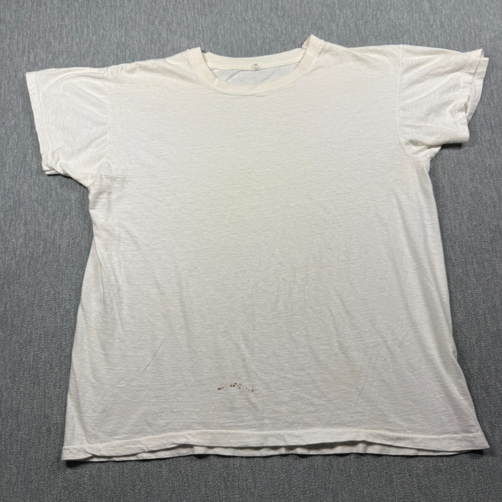 Fruit of the Loom Vintage 90s Single Stitch White Cotton Cropped T-Shirt XL